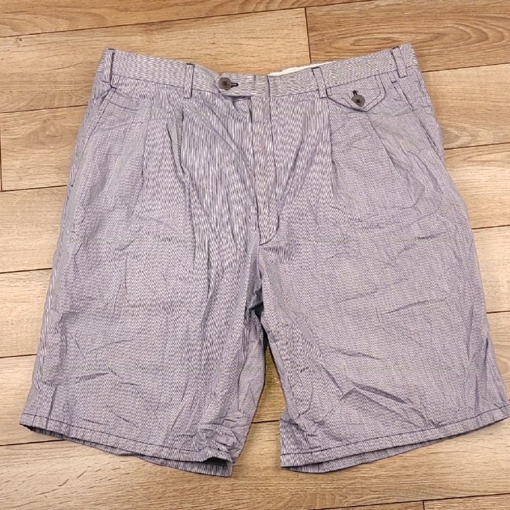BRIONI Bermuda‎ Light Grey Blue Sz 36 Mens Casual Double Pleated Trouser Shorts